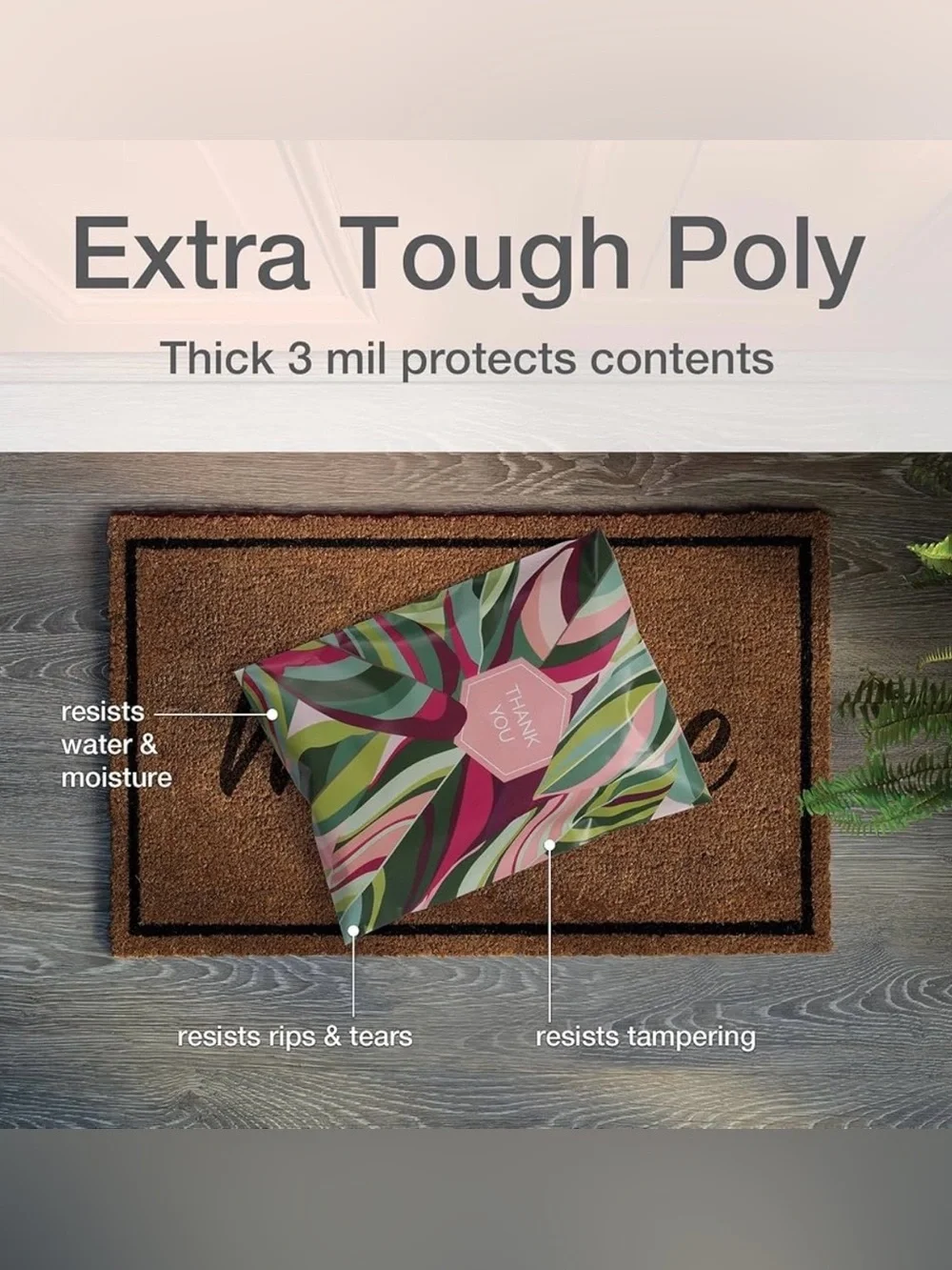 Poly Mailers - Multicolor Leaf “Thank You” - 10 x 13 (Pack of 25)